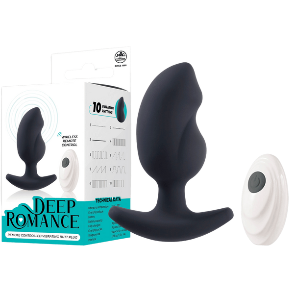 Deep Romance Remote Controlled Vibrating Butt Plug Black - Butt Plugs