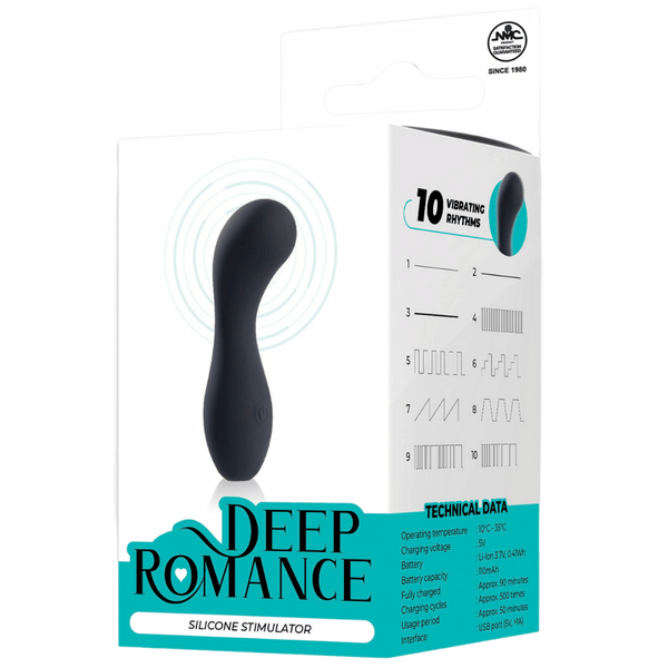 Deep Romance One Touch Control G Spot Silicone Stimulator Black - G-Spot Vibrators