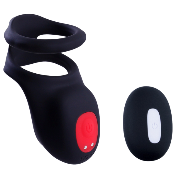 Giga Booster Cock & Scrotal Ring With Clit Stimulator Black - Vibrating Cock Rings