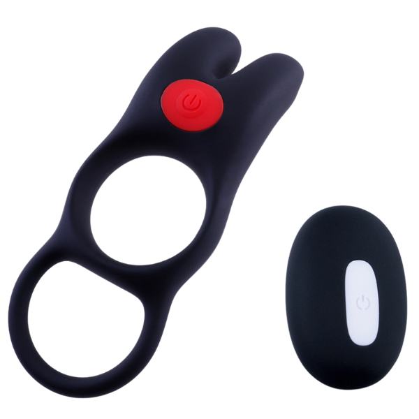 Giga Booster Vibrating Cock & Scrotal Ring With Clit Stimulator Black - Vibrating Cock Rings