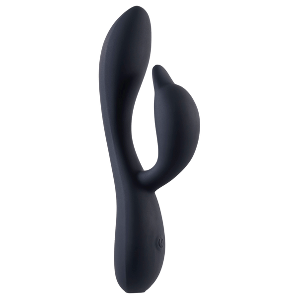 Deep Romance Dual Motor Rabbit Style G Spot Silicone Vibrator Black - Rabbit Vibrators