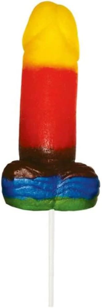 Rainbow Sweet and Sour Jumbow Rainbow Edible Gummy Cock Pop - Party Gifts and Novelties