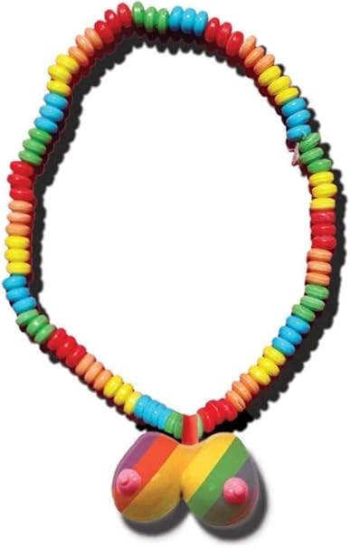 Rainbow Edible Boobie Candy Necklace - Party Gifts and Novelties