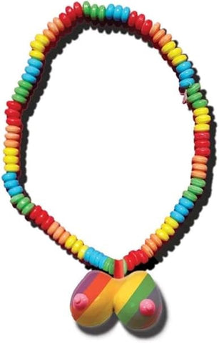 Rainbow Edible Boobie Candy Necklace by Hott Products - Party Gifts and Novelties