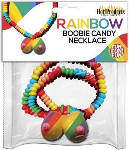 Rainbow Edible Boobie Candy Necklace by Hott Products - Party Gifts and Novelties