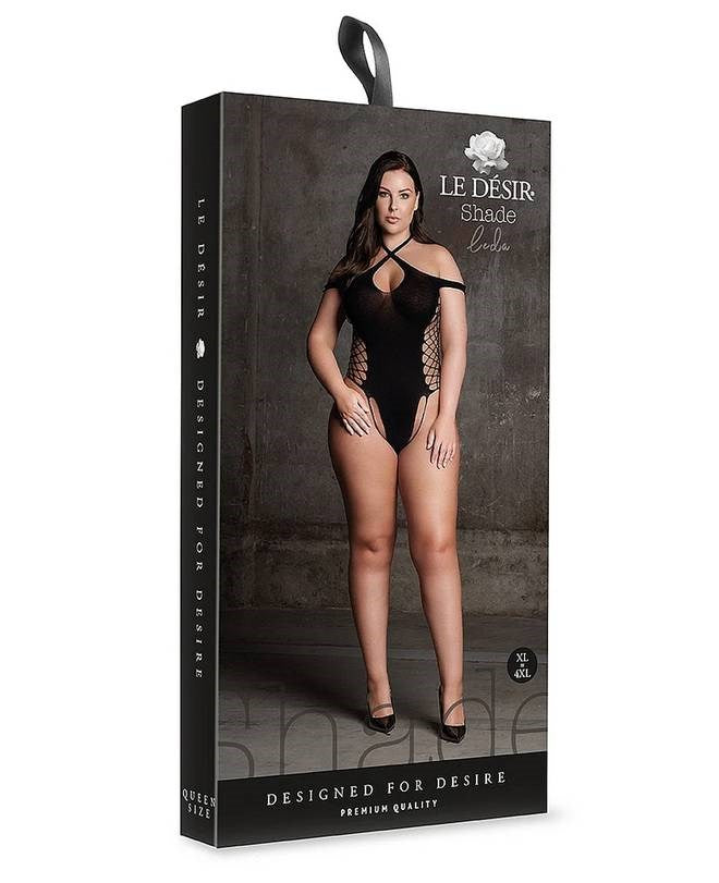 Le Desir Shade Leda XIII Body with Crossed Neckline and Off Shoulder Straps Black - Teddies and Bodysuits