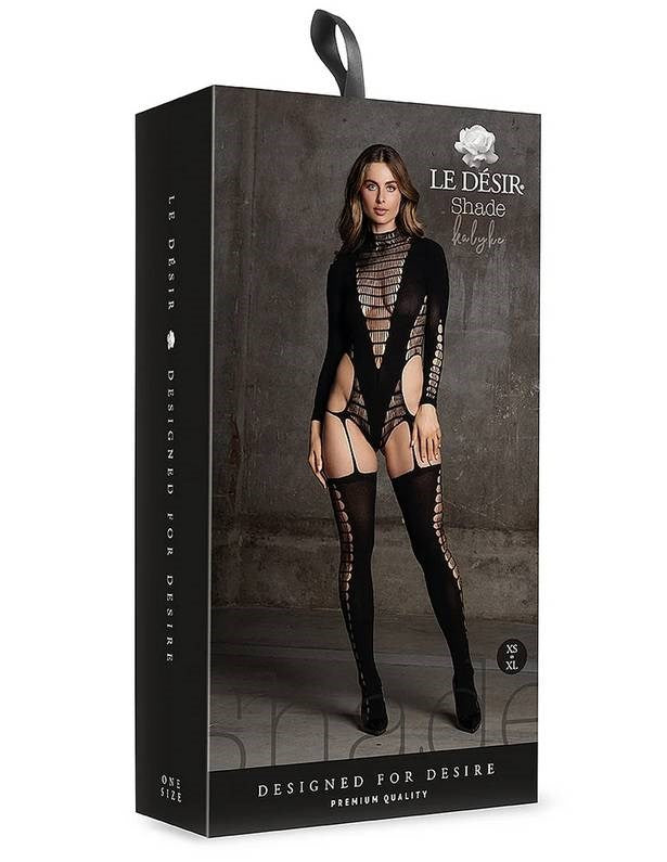 Le Desir Shade Kalyke XXIII Womens Bodystocking with Turtleneck Black - Body Stockings