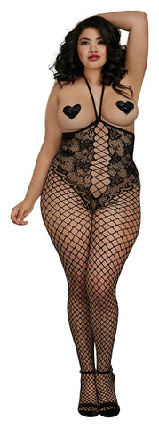 Plus Size Open-Cup Bodystocking by Dream Girl Lingerie - Plus Sized Lingerie