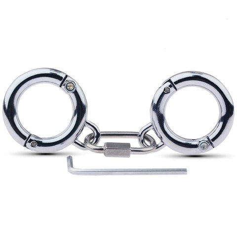 Class Stainless Steel BDSM Play Thumb Cuffs by BDStyle - Steel Sex Toys