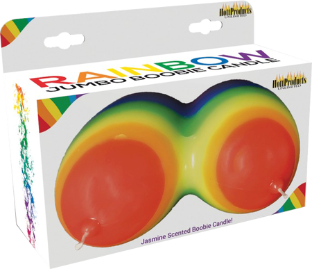 Rainbow Jumbow Boobie Shape Novelty Candle by Hott Products - Party Gifts and Novelties