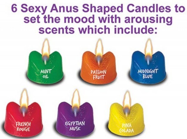 Rainbow Burning Love 6 Sexy Anus Shaped Candles - Party Gifts and Novelties
