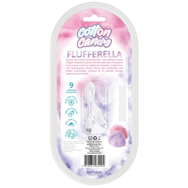 Hott Products Flufferella 9 Function Rechargeable G Spot Vibrator Cotton Candy - G-Spot Vibrators