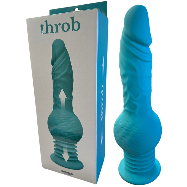 Hott Products Throb 10 Function Thrusting Dildo Vibrator Teal - Vibrating Dildos