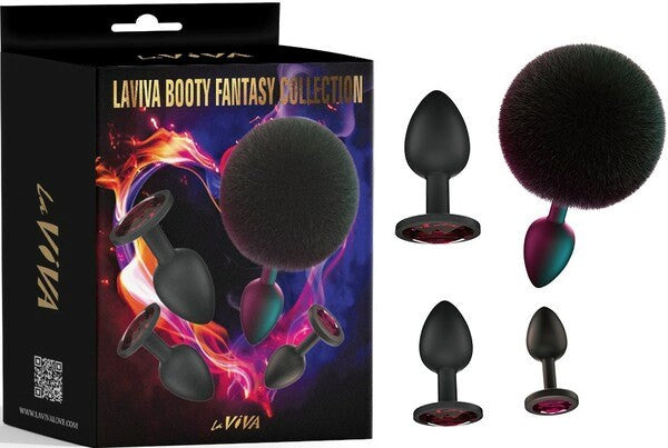 La Viva Booty Fantasy Diamond Butt Plug Collection 4 Piece Black - Butt Plugs