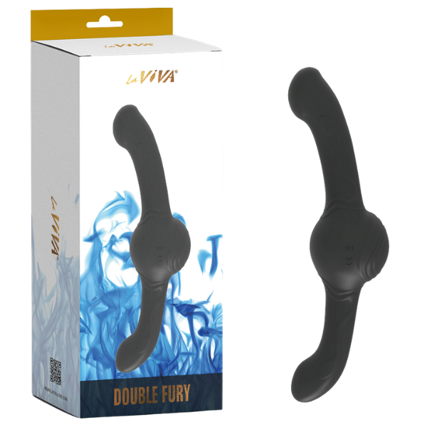 La Viva Double Fury Vibrating & Thrusting Dildo Black - Vibrating Dildos