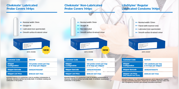 Lifestyles Chekmate Lubricated Probe Cover 144 Piece - Condoms