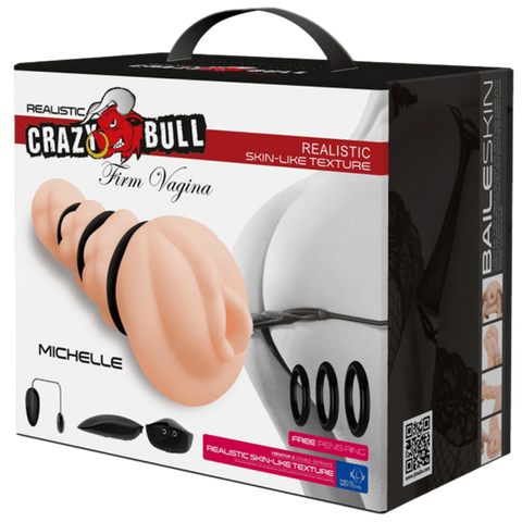 Crazy Bull Michelle Vagina Vibrating Realistic Stroker - Masturbators and Strokers