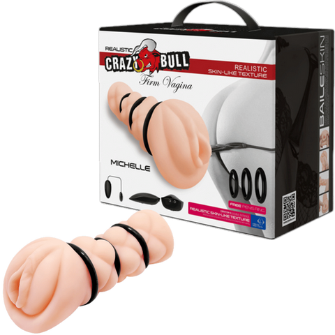 Crazy Bull Michelle Vagina Vibrating Realistic Stroker - Masturbators and Strokers