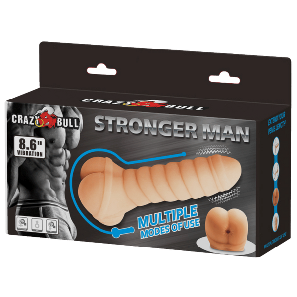 Crazy Bull Stronger Man 8.6 Inches Vibrating Mens Masturbator Flesh - Masturbators and Strokers