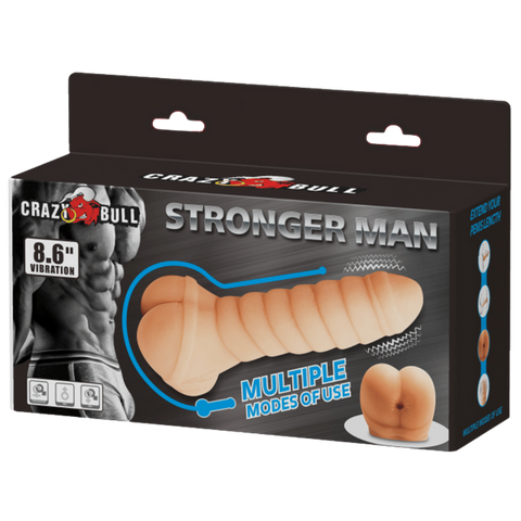 Crazy Bull Stronger Man 8.6 Inches Vibrating Masturbator - Masturbators and Strokers