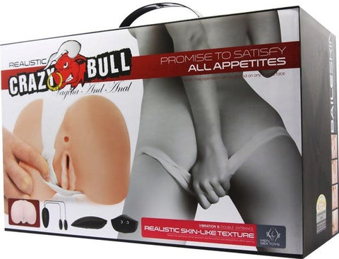Crazy Bull Doggy Style Vibrating Vagina & Anal Stimulator - Realistic Butts And Vaginas