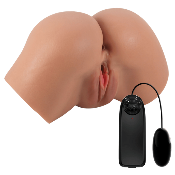 Crazy Bull Hailey Double Entry Realistic Vibrating Male Masturbator Tan - Realistic Butts And Vaginas