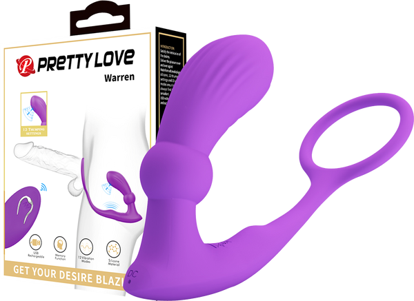 Pretty Love Warren USB Rechargeable 12 Function Prostate Massager Purple - Prostate Toys