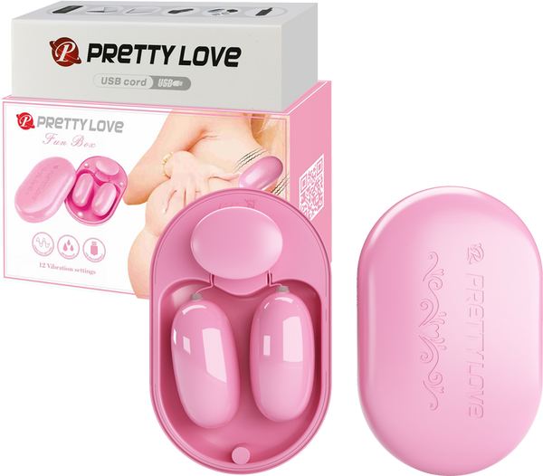 Pretty Love Fun Box 12 Function Vibrating Bullet Massager Pink - Bullet Vibrators