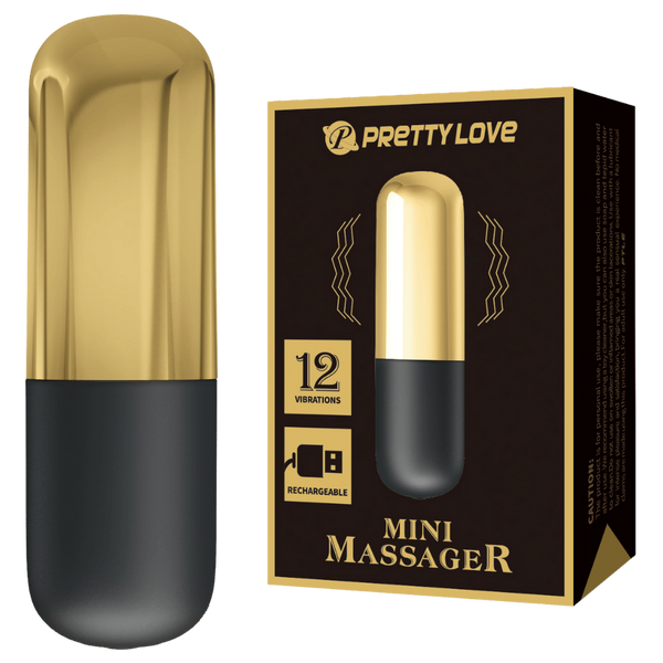 Pretty Love Rechargeable 12 Function Mini Bullet Massager Gold - Bullet Vibrators