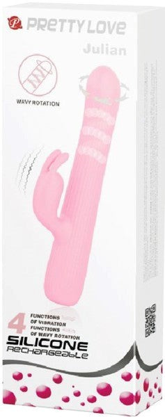 Pretty Love Rechargeable Julian Silicone Rabbit Vibrator Pink - Rabbit Vibrators
