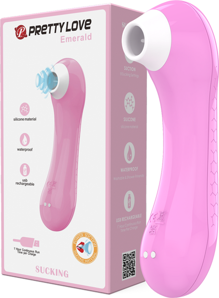 Pretty Love Rechargeable Sucking Emerald Clitoral Massager Light Pink - Clit Ticklers and Pulsators