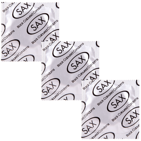 Black Coloured 53mm Pack Of 144 Latex Condoms By Sax - Condoms