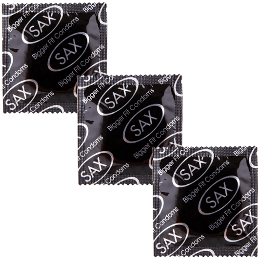 Sax Bigger Fit Straight Latex Condoms 56mm 144 Pack