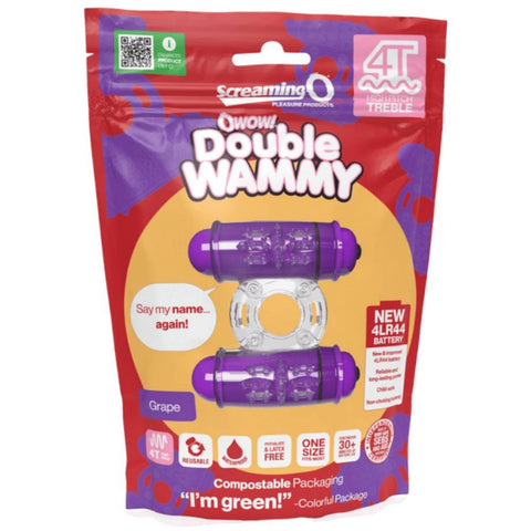 Double Wammy 4T High Pitch Treble Cock Ring by Screaming O - Vibrating Cock Rings
