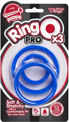 Ring O Pro x 3 Blue by Screaming O - Cock Ring Sets