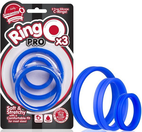 Ring O Pro x 3 Blue by Screaming O - Cock Ring Sets