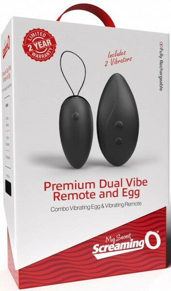 Screaming O Premium Dual Vibe Remote & Love Egg Black - Love Eggs and Kegel Exercisers