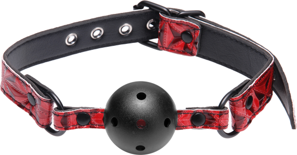 Master SeriesTied Breathable Fetish Play Ball Gag Crimson - Bondage Gags and Bits