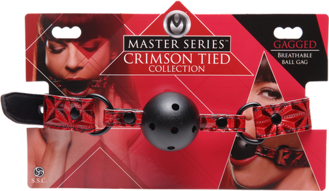 Crimson Tied Breathable Ball Gag by XR Brands - Bondage Gags and Bits