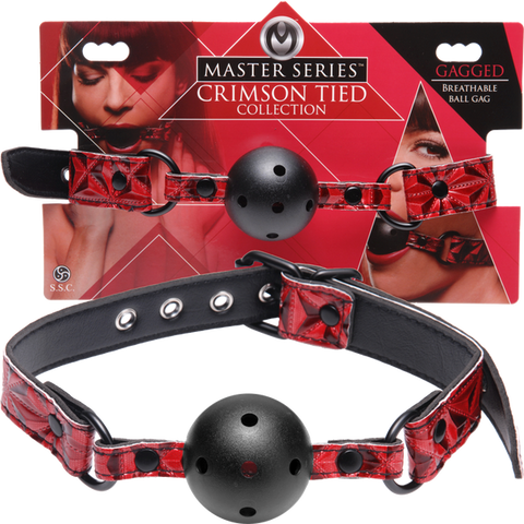 Crimson Tied Breathable Ball Gag by XR Brands - Bondage Gags and Bits