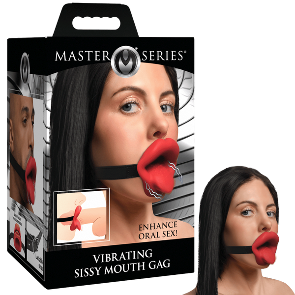Master Series Vibrating Sissy Bondage Mouth Gag by XR Brands - Bondage Gags and Bits