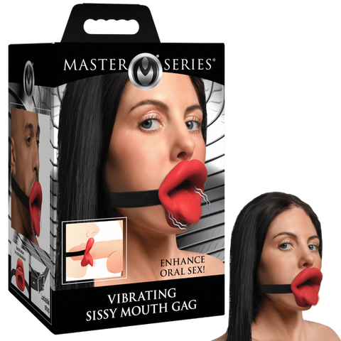 Master Series Vibrating Sissy Bondage Mouth Gag - Bondage Gags and Bits
