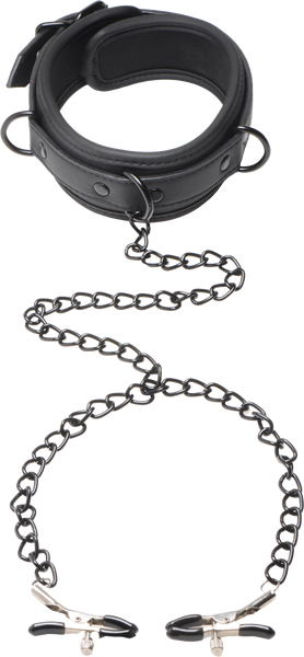 Master Series Collared Temptress Collar With Nipple Clamps