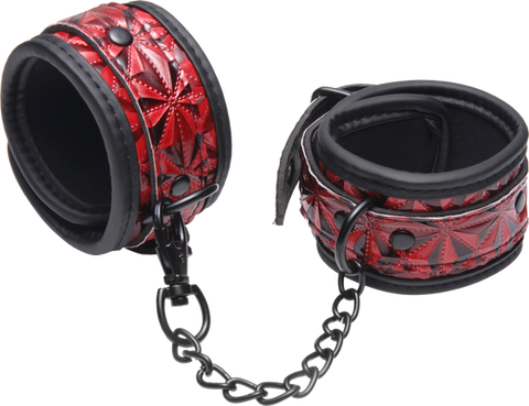 Crimson Tied Embossed Ankle Cuffs by XR Brands - Cuffs And Restraints