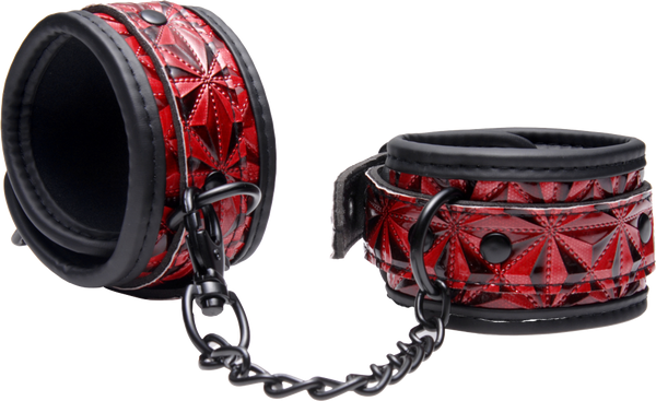 Master Series Crimson Tied Embossed BDSM Play Wrist Cuffs - Cuffs And Restraints