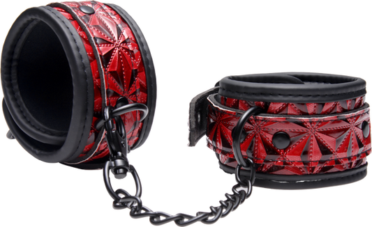 Master Series Crimson Tied Embossed BDSM Play Wrist Cuffs - Cuffs And Restraints