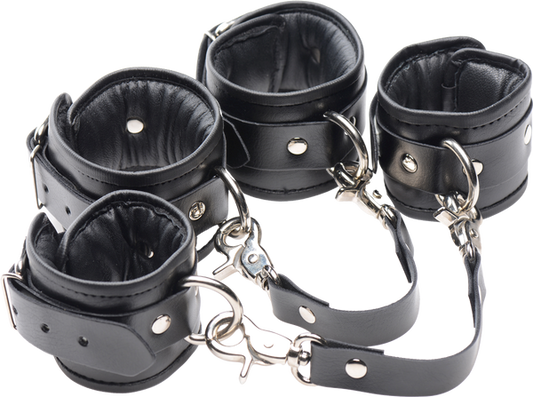 Master Series PU Leather Lined Fetish Play Ankle Cuffs