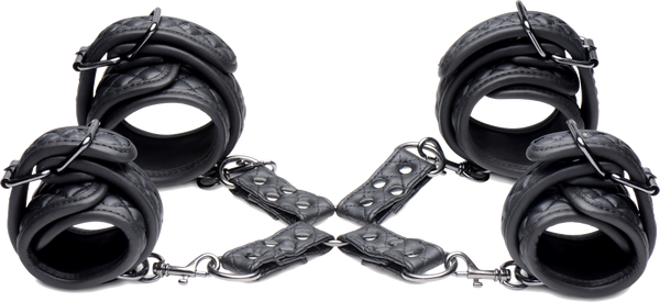 Master Series Concede Wrist and Ankle Restraint Set With Bonus Hog Tie Adaptor - Cuffs And Restraints