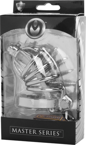 Stainless Steel Chastity Cage With Silicone Urethral Plug - Male Chastity