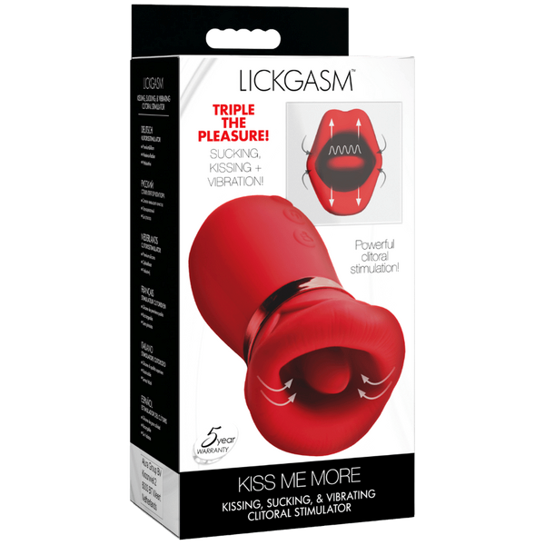 XR Brands Kiss Me More Kissing Sucking & Vibrating Clitoral Stimulator - Clit Ticklers and Pulsators